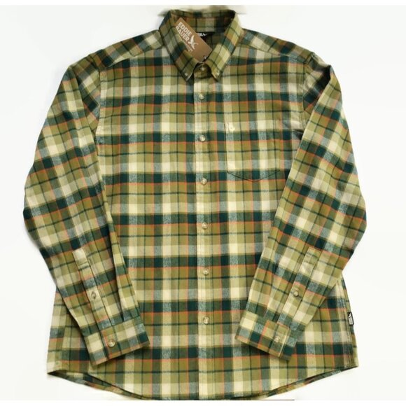 Eddie Bauer Mens Field Flannel Shirt L Green Plaid 100% Cotton Button Down L/S - Picture 2 of 8